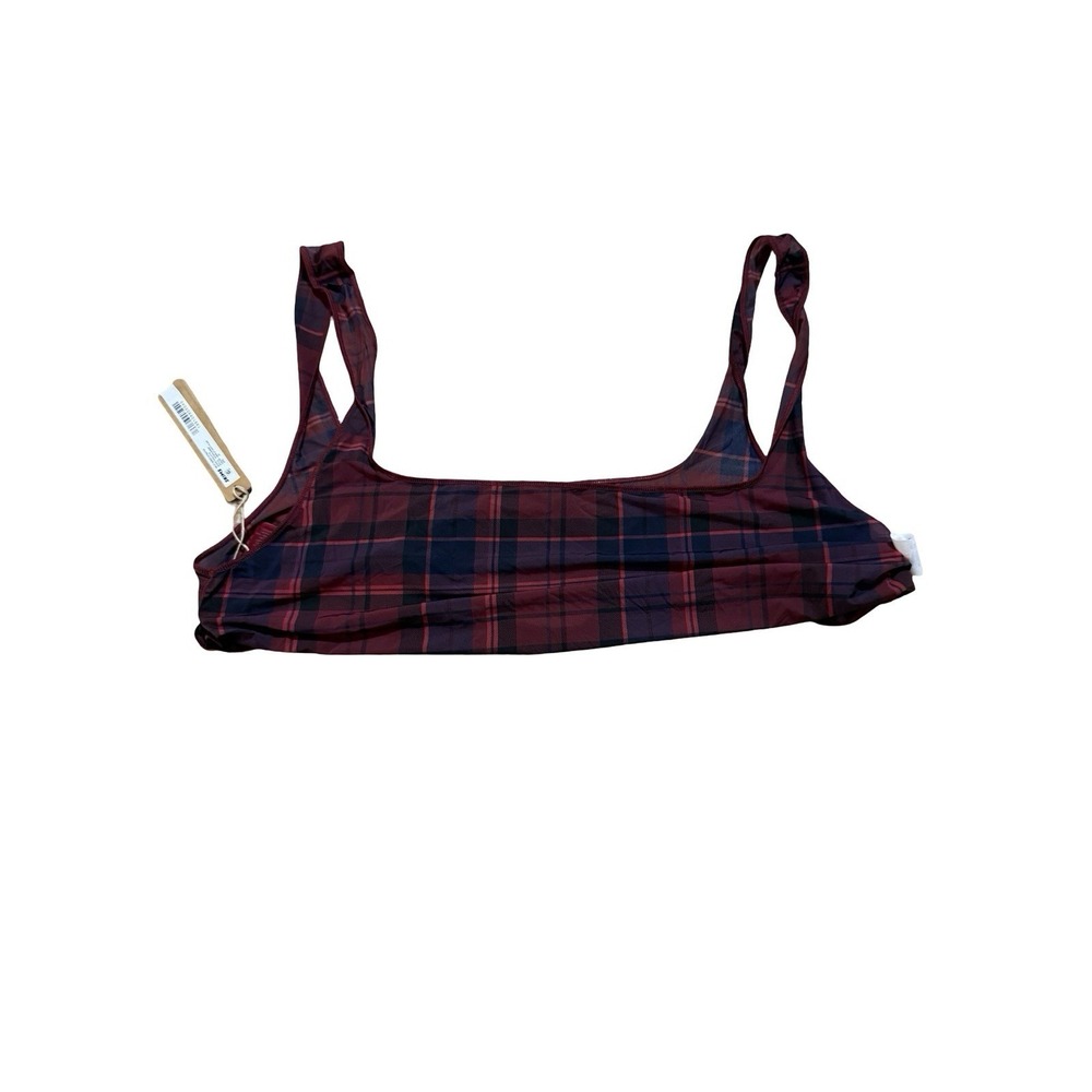 Skims Silky Sheer Intimates Scoop Bralette Merlot Navy Plaid SP-SCP-6280W 3XL - Picture 4 of 5